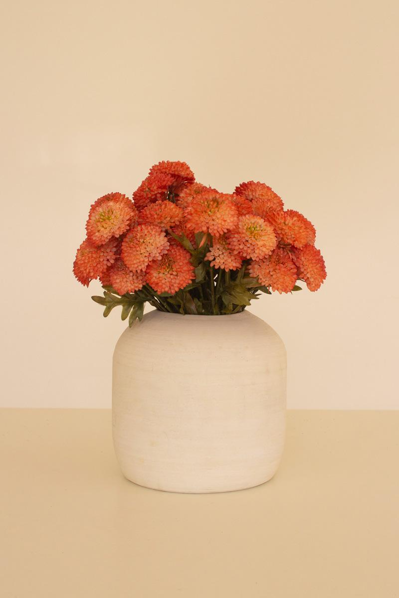 Bundle of 7 Faux Orange Ball Dahlias — view 2