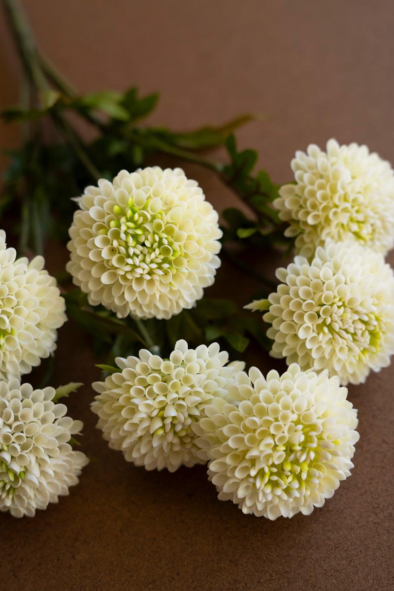Bundle of 7 Faux White Ball Dahlias — view 3