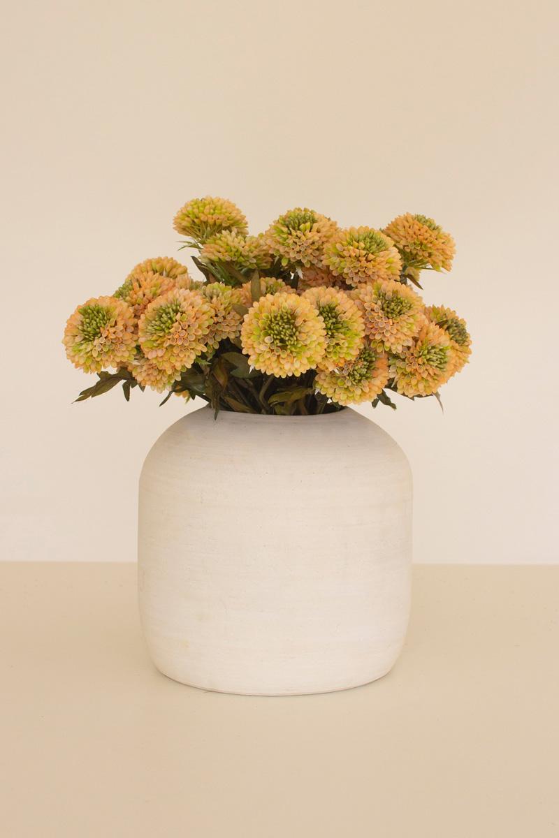 Bundle of 7 Faux Yellow Ball Dahlias — view 2