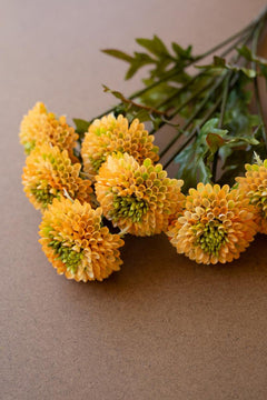 Bundle of 7 Faux Yellow Ball Dahlias — view 8