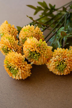 Bundle of 7 Faux Yellow Ball Dahlias — view 9