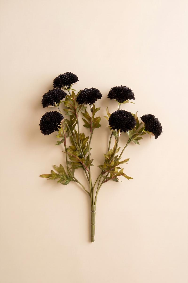 Bundle of Seven Artificial Zinnias in Black beige studio - faux plants by Kalalou - Whats New Furniture Portland OR