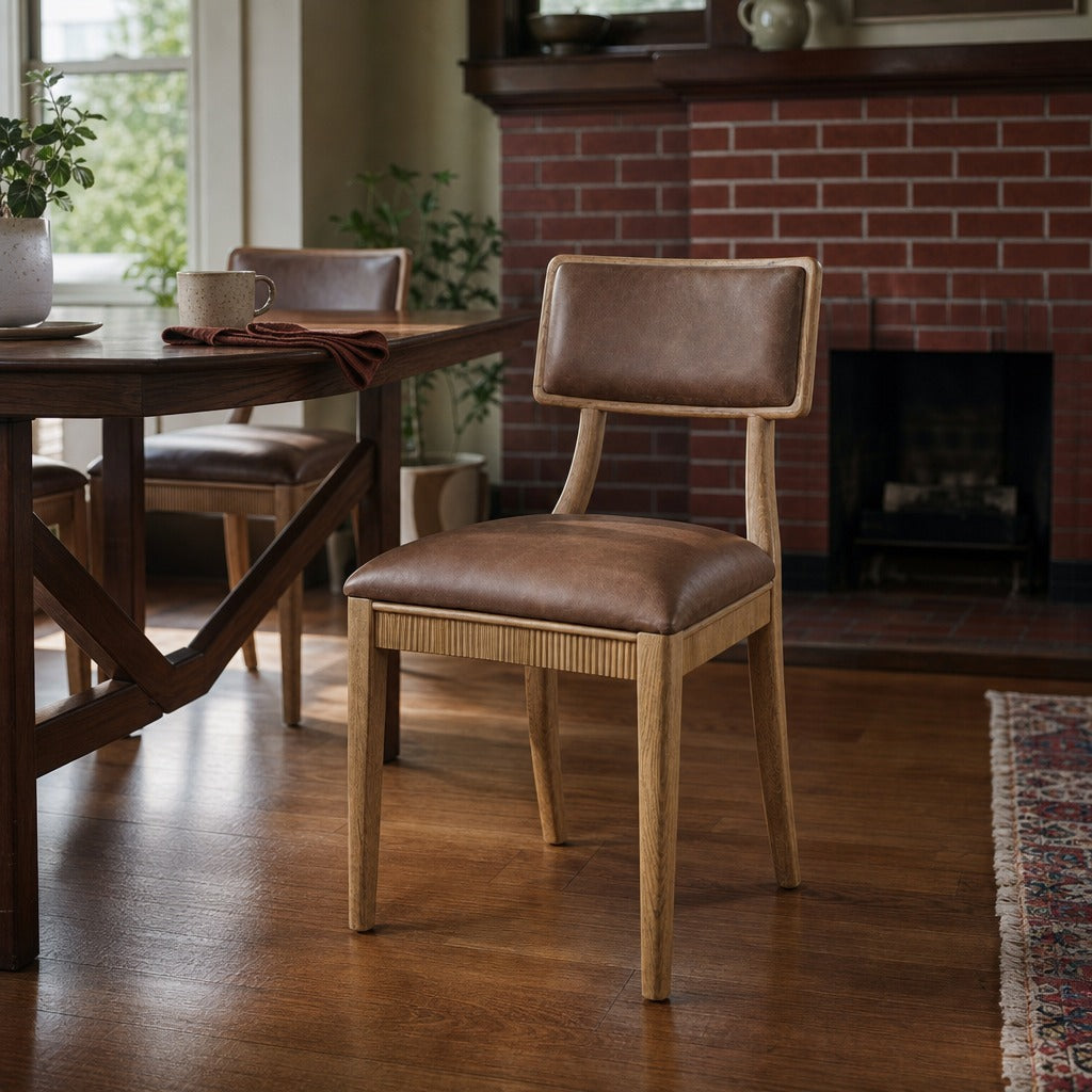 Burkhart Dining Chair in Palermo Cigar Leather styled in Portland Ladd&