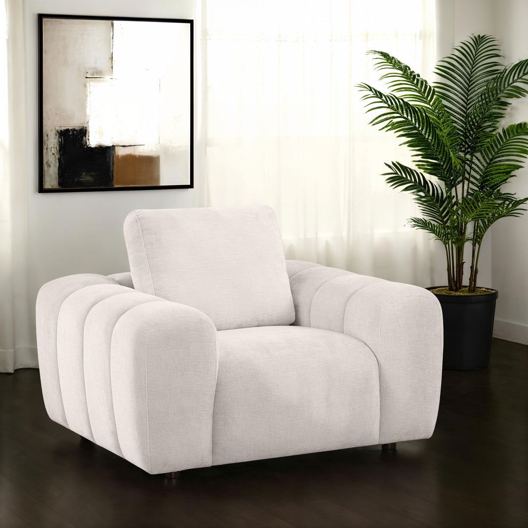 Burnett Chenille Upholstered Accent Chair Ivory - What&