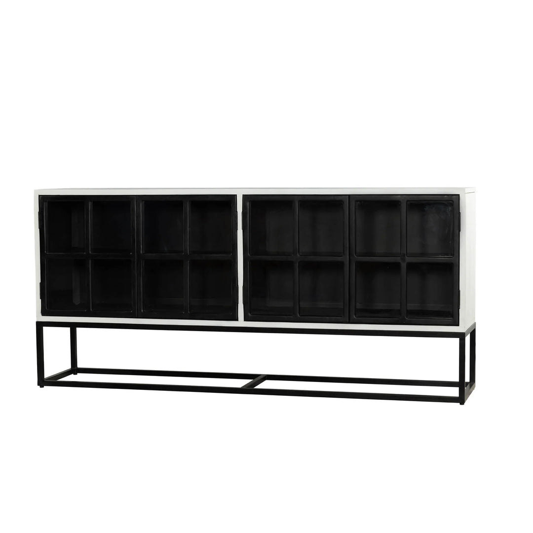 Caged Sideboard - White Centre (Limited Edition) in White Centre Black alternate front view - white centre sideboard by LH Imports - Whats New Furniture Portland OR