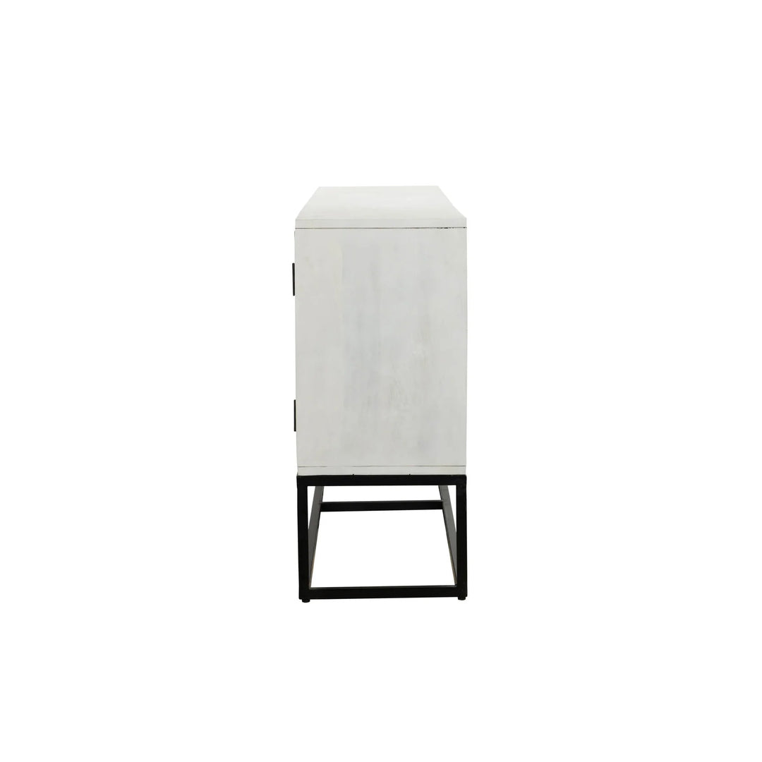 Caged Sideboard - White Centre (Limited Edition) in White Centre Black side view - white centre sideboard by LH Imports - Whats New Furniture Portland OR