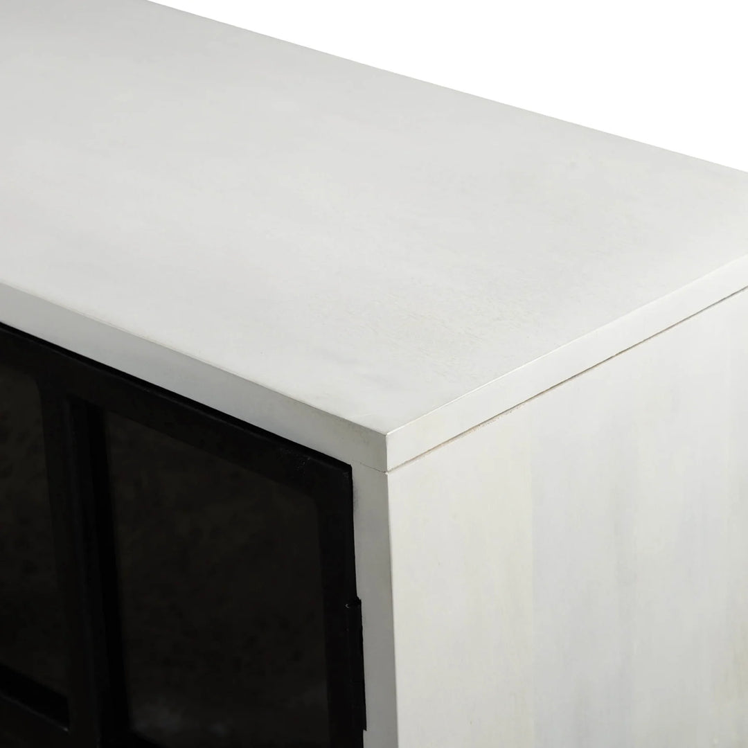 Caged Sideboard - White Centre (Limited Edition) in White Centre Black top detail - white centre sideboard by LH Imports - Whats New Furniture Portland OR