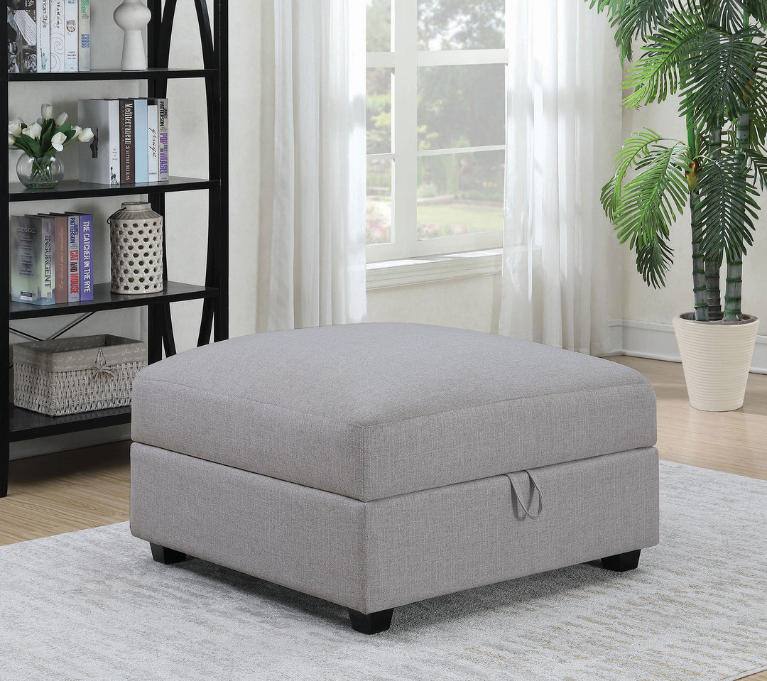 Cambria Square Upholstered Storage Ottoman Grey - What&