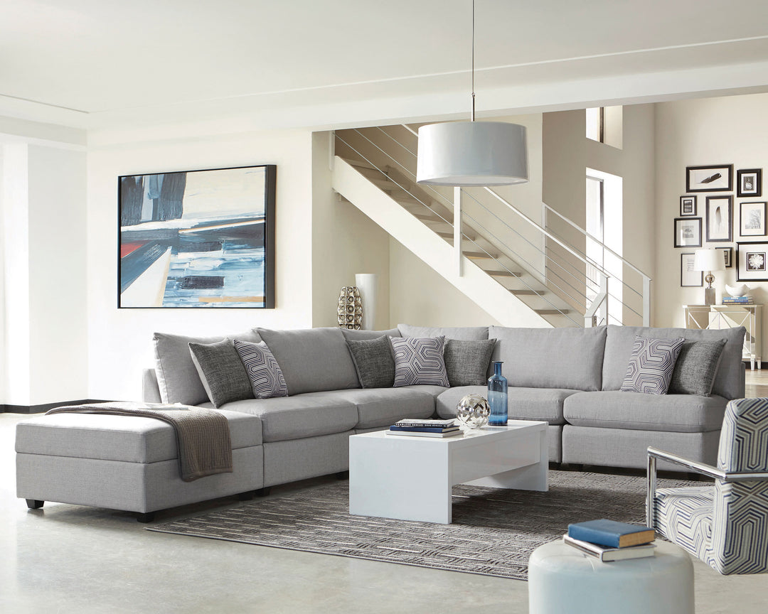 Cambria Square Upholstered Storage Ottoman Grey - What&