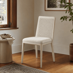 Cane Dining Chair in Beige White Wash variant room setting - cane dining chair by LH Imports - Whats New Furniture Portland OR