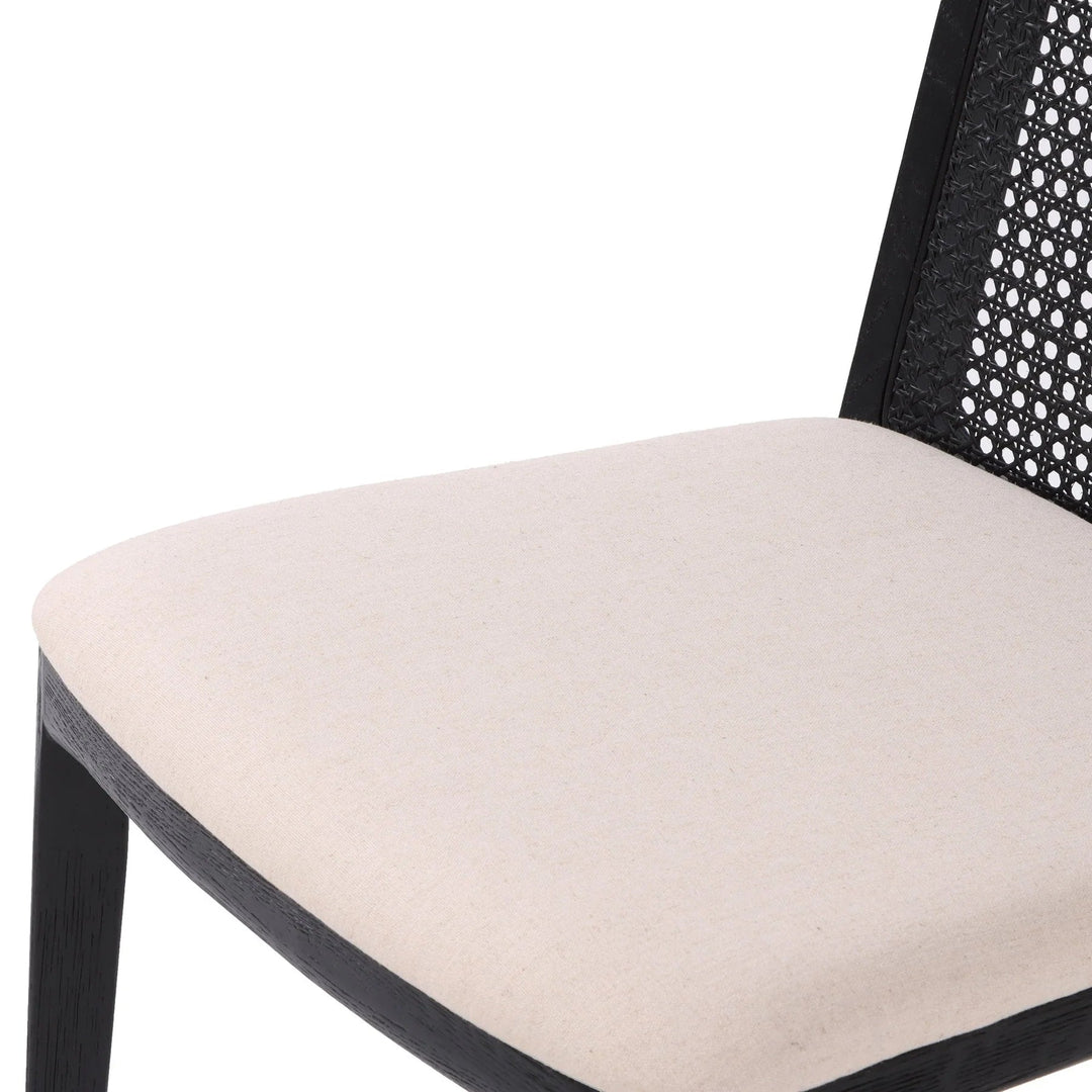 Cane Dining Chair in Oyster Linen Black fabric colorway fabric detail - cane dining chair by LH Imports - Whats New Furniture Portland OR