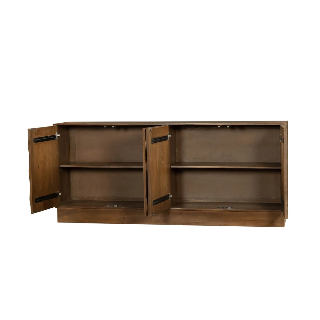 Caracol Sideboard in Smooth Brown interior detail - spiral carved sideboard by LH Imports - Whats New Furniture Portland OR