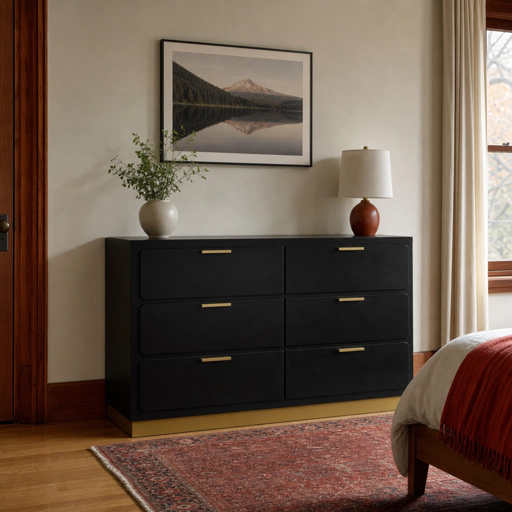 Caraway 6 Drawer Dresser Black styled in Portland AlbertArts foursquare living room - What&