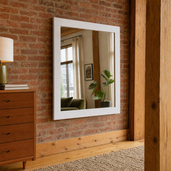 Caraway Dresser Mirror White styled in Portland converted warehouse flat with warm exposed brick and fir timber beams (no steel, no concrete) living room - What&
