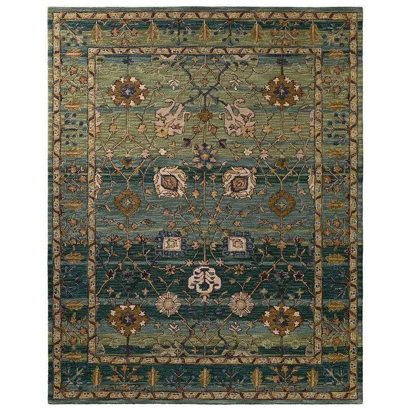 Cardamom Ahava Tufted Rug in green-tan-blue - hand-tufted wool rug by Jaipur Living - Whats New Furniture Portland OR