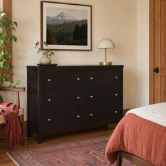 Carlton 6 Drawer Dresser Cappuccino styled in Portland Montavilla cottage living room - What&