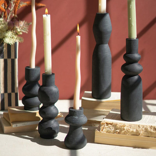 Carved Taper Candle Holders (Set of 5)