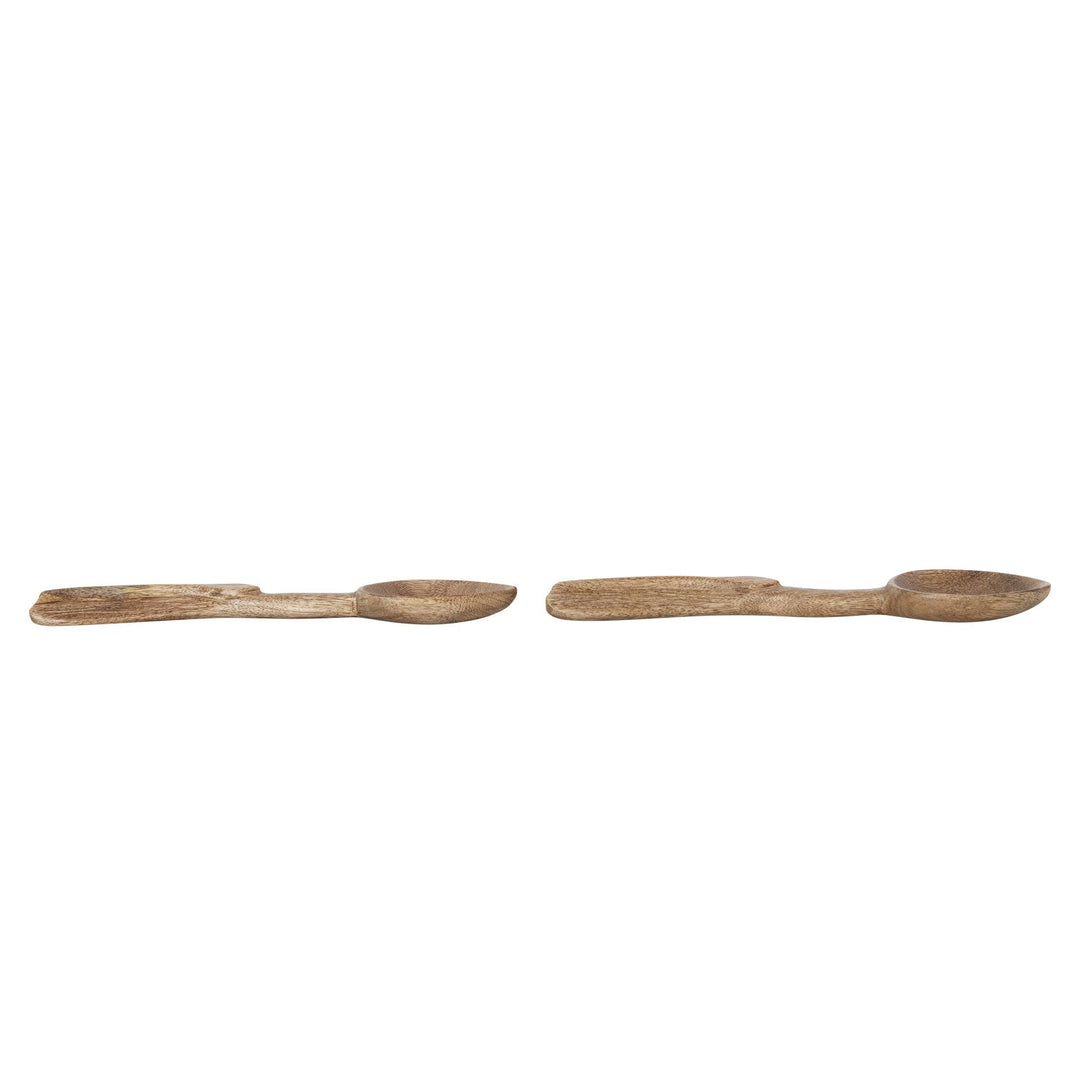Carved Mango Wood Salad Servers Set of 2 - detail of the carved mango wood servers - Creative Co-Op - What&