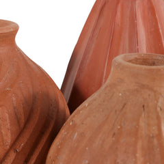 Carved Terracotta Bud Vases, Set of 3 carving detail close up - bud vase by Sagebrook Home - Whats New Furniture Portland OR