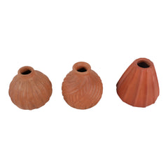 Carved Terracotta Bud Vases, Set of 3 top angle view - bud vase by Sagebrook Home - Whats New Furniture Portland OR