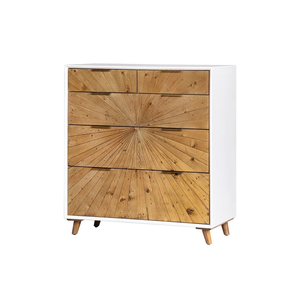Casablanca 5 Drawer Chest in Rustic Natural White Lacquer side angle - five drawer chest by LH Imports - Whats New Furniture Portland OR
