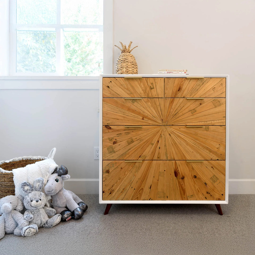 Casablanca 5 Drawer Chest in Rustic Natural White Lacquer top detail - five drawer chest by LH Imports - Whats New Furniture Portland OR