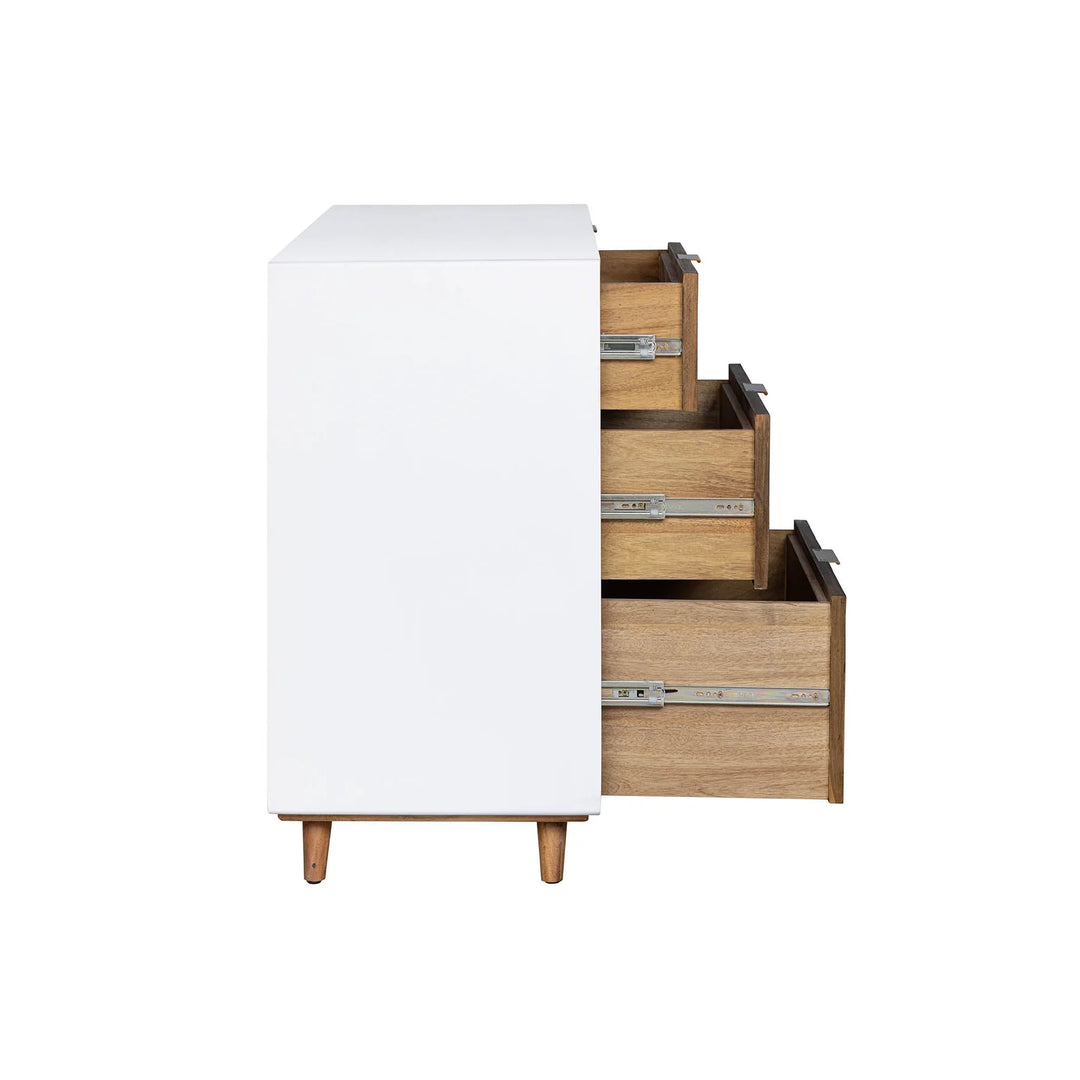 Casablanca 6 Drawer Dresser in Rustic Natural White Lacquer side view - six drawer dresser by LH Imports - Whats New Furniture Portland OR
