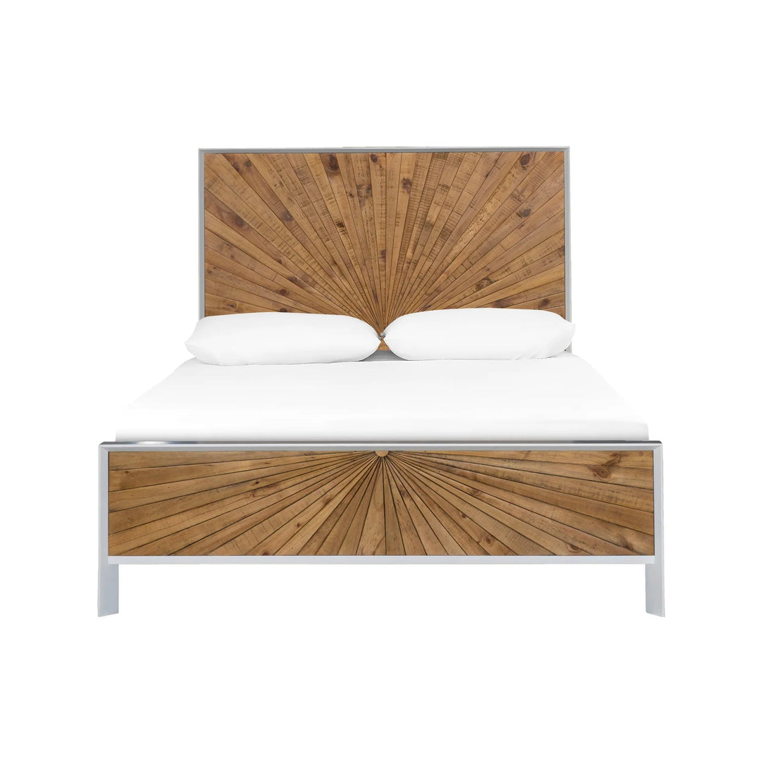 Casablanca Queen Bed Frame in Rustic Natural/White configuration shot - queen reclaimed wood bed frame by LH Imports - Whats New Furniture Portland OR