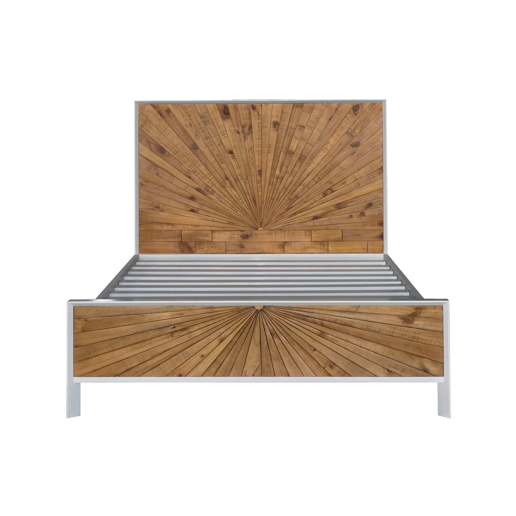Casablanca Queen Bed Frame in Rustic Natural/White - queen reclaimed wood bed frame by LH - Whats New Furniture Portland OR