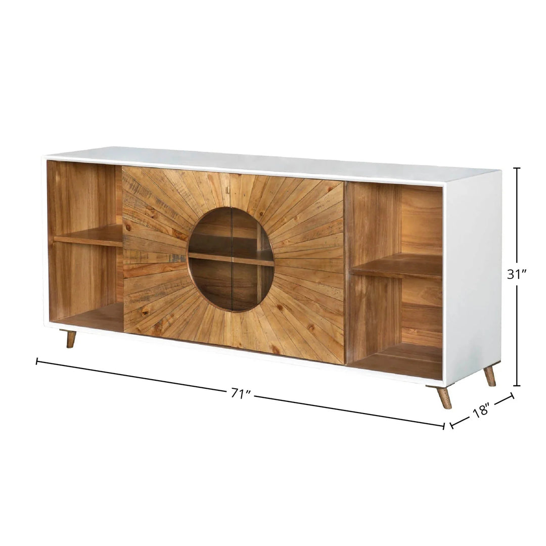 Casablanca Sideboard in Rustic Natural White alternate front view - reclaimed wood sideboard by LH Imports - Whats New Furniture Portland OR
