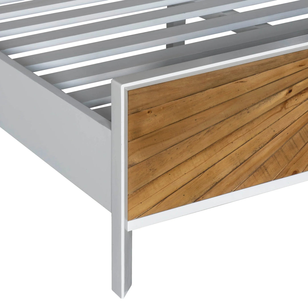 Casablanca Single Bed Frame in Rustic Natural/White alternate angle - single reclaimed wood bed frame by LH Imports - Whats New Furniture Portland OR