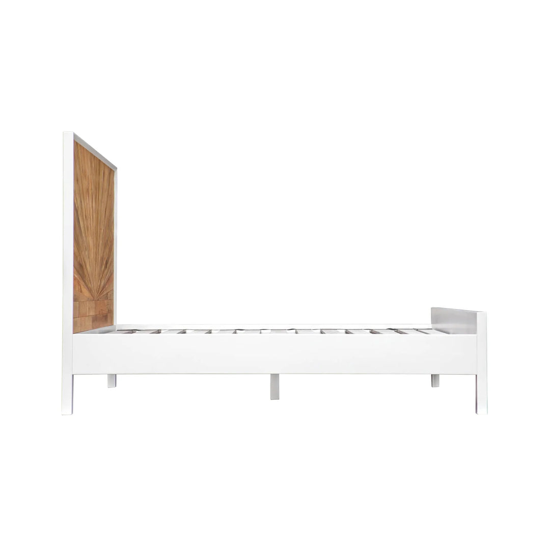 Casablanca Single Bed Frame in Rustic Natural/White detail view - single reclaimed wood bed frame by LH Imports - Whats New Furniture Portland OR