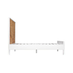 Casablanca Single Bed Frame in Rustic Natural/White detail view - single reclaimed wood bed frame by LH Imports - Whats New Furniture Portland OR