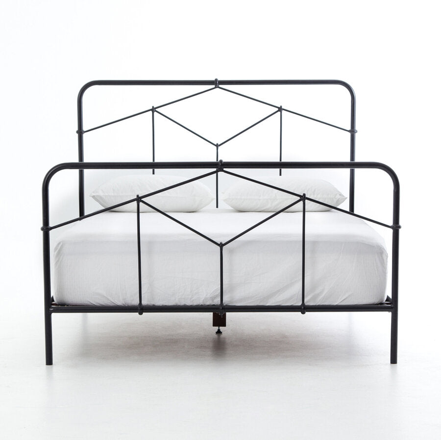 Casey King Bed in black side angle - black metal king bed by Four Hands - Whats New Furniture Portland OR
