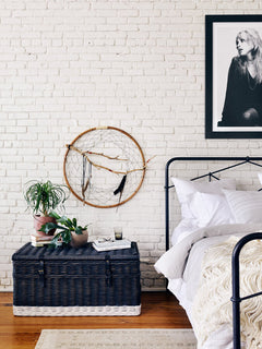 Casey King Bed in black lifestyle setting - black metal king bed by Four Hands - Whats New Furniture Portland OR
