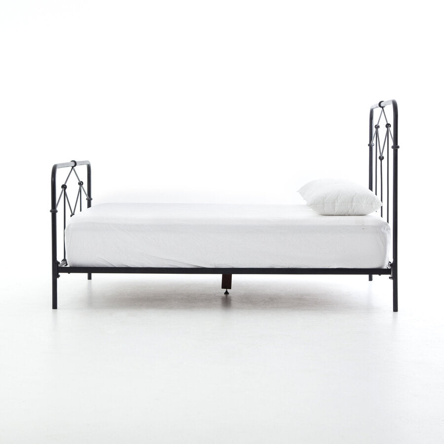 Casey King Bed in black side view - black metal king bed by Four Hands - Whats New Furniture Portland OR