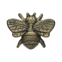 Cast Iron Bee Bottle Opener in distressed gold, front view with etched wings - barware by Creative Co-Op - Whats New Furniture Portland OR