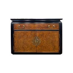 Black/Natural Burl Mid-Century Bar Server - consignment furniture Portland