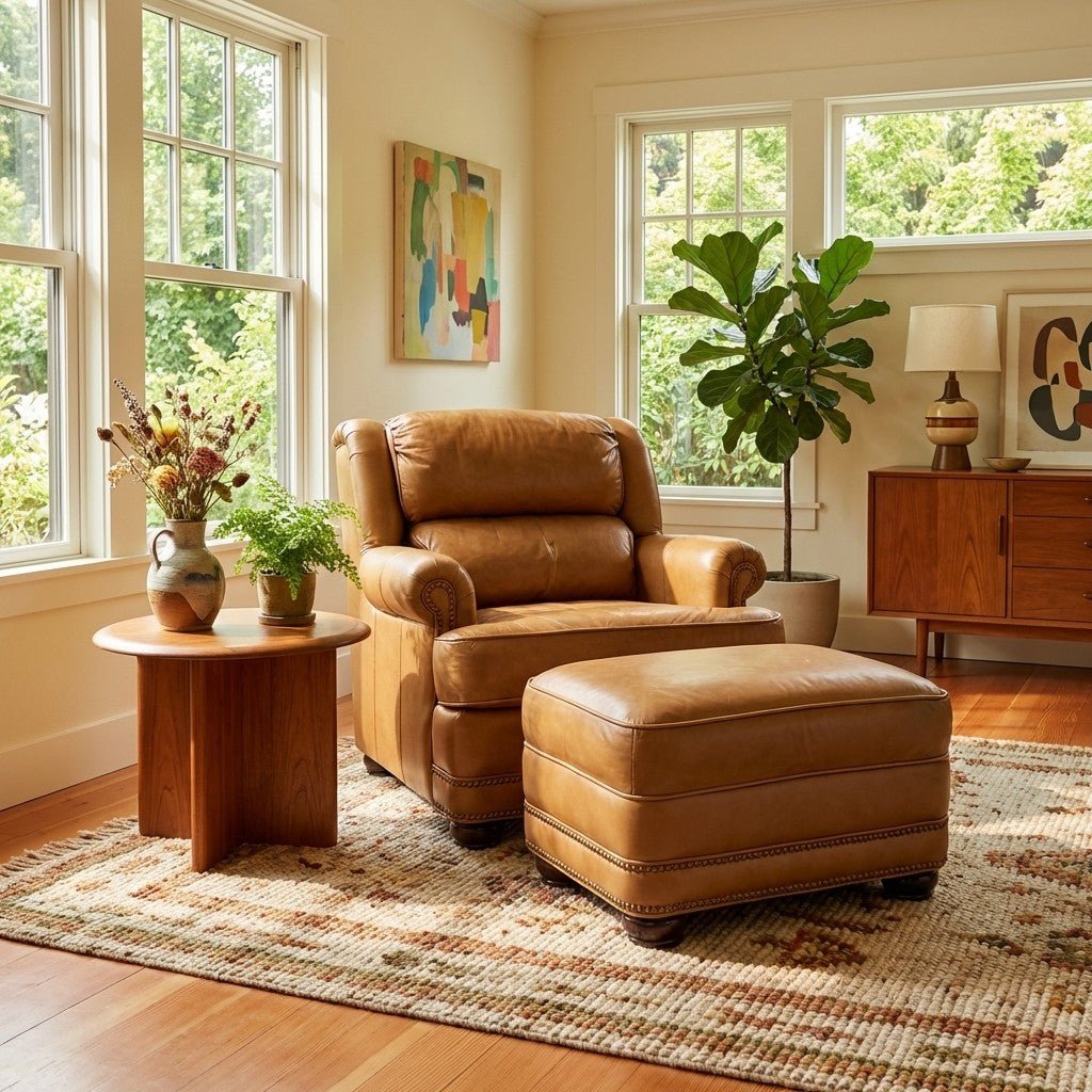 Leather Chair & Ottoman  - view 5