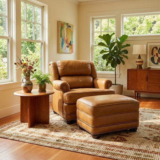 Leather Chair & Ottoman  - view 5