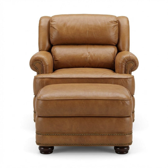 Leather Chair & Ottoman  - consignment furniture Portland