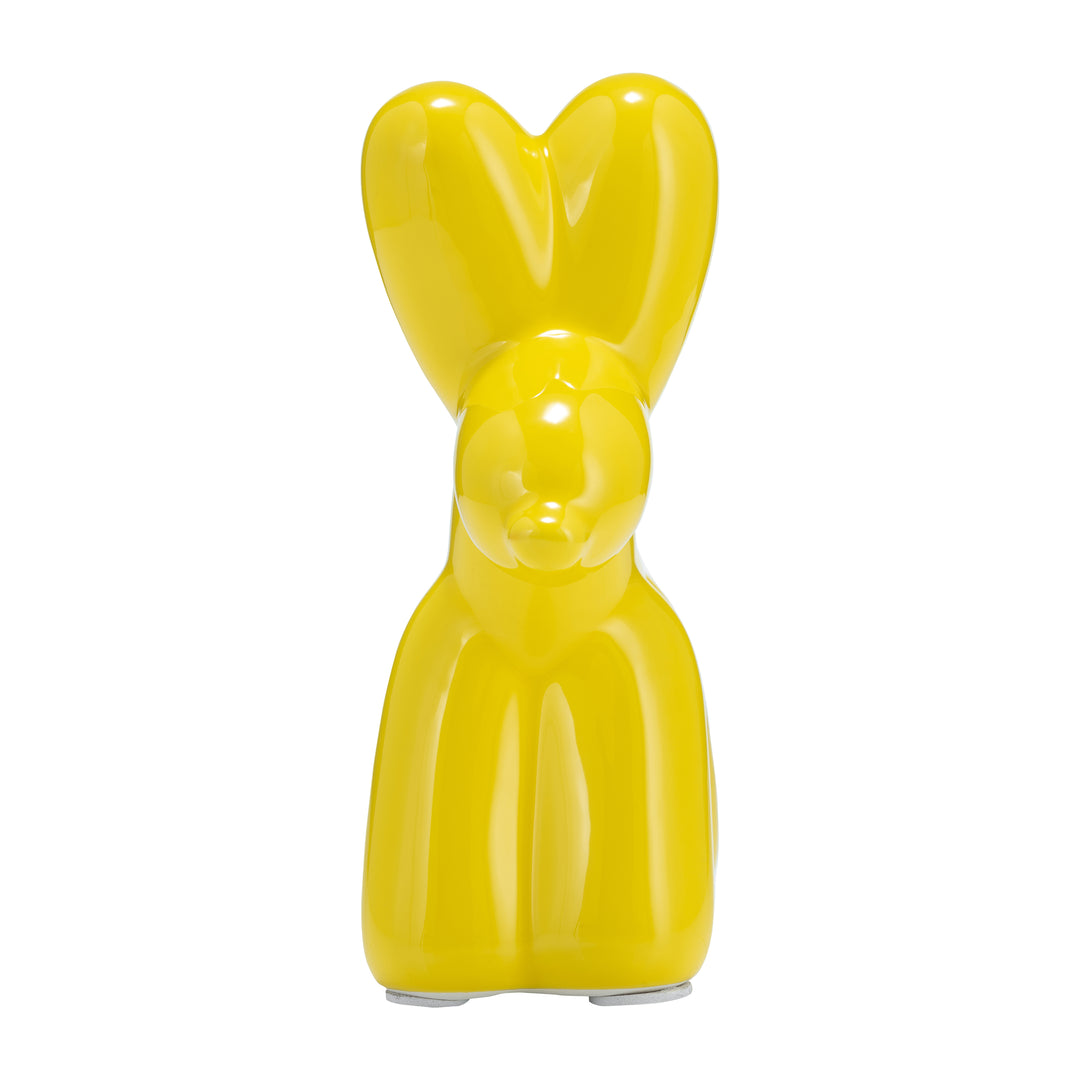 Ceramic Balloon Dog Figurine 7", Yellow head-on view - decor by Sagebrook Home - Whats New Furniture Portland OR
