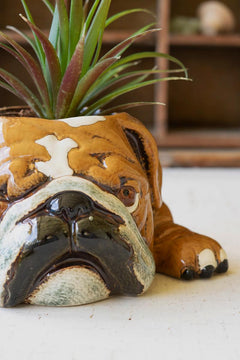 Ceramic Bulldog Planter — view 3
