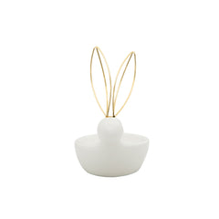 Ceramic Bunny Trinket Dish 6", White &amp; Gold back view - trinket dish by Sagebrook Home - Whats New Furniture Portland OR