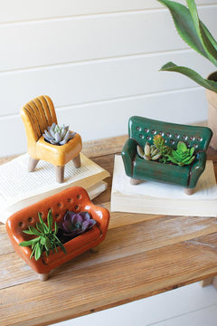 Ceramic Orange Sofa Planter — What&