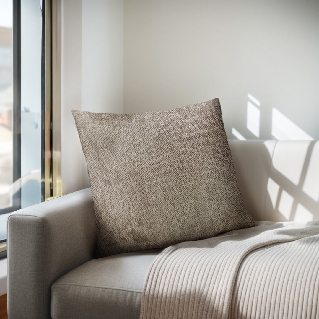 Chapel Hill Ava solid square throw pillow in dark taupe - Whats New Furniture Portland OR (2)