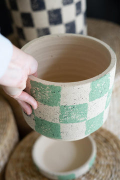 Checkered Clay Planter Large — view 2