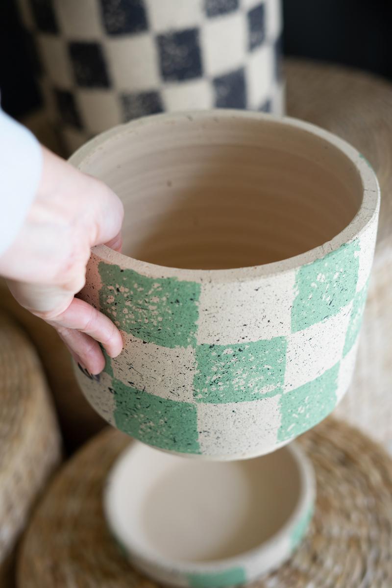 Checkered Clay Planter Small — view 2