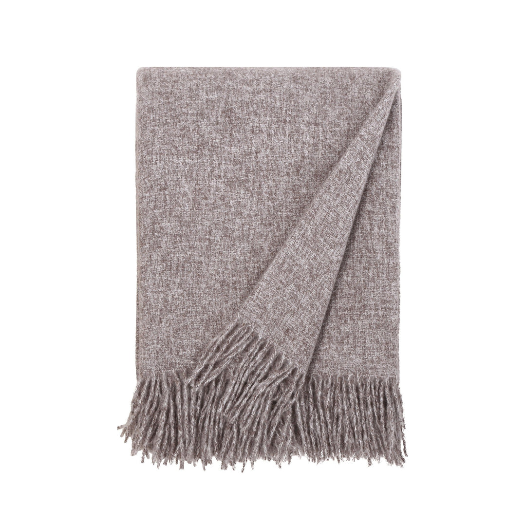Chelsea Oversized Throw in Mushroom - front three-quarter studio view - Throw Blanket by Pom Pom at Home - Whats New Furniture Portland OR