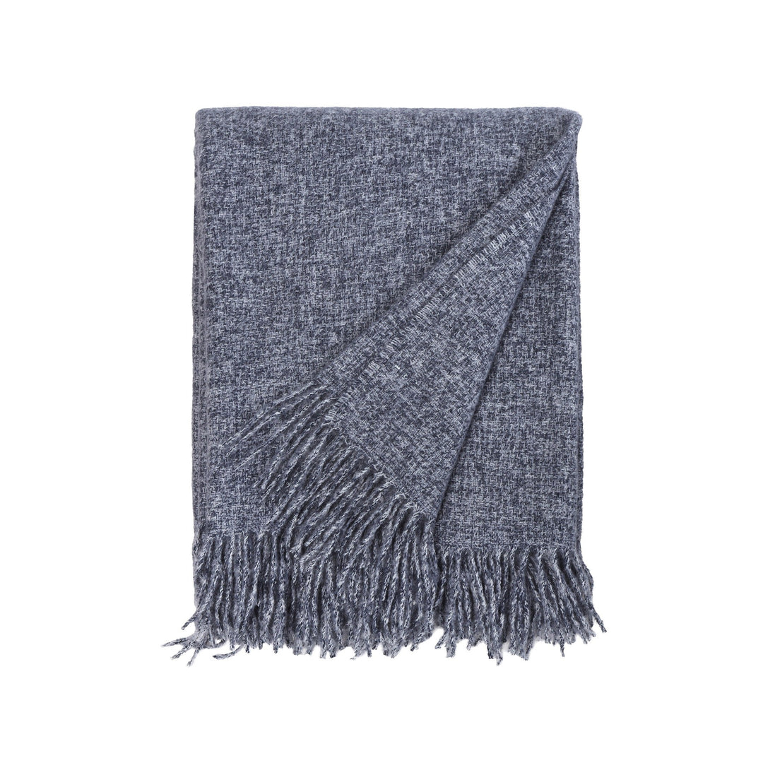 Chelsea Oversized Throw in Navy - front three-quarter studio view - Throw Blanket by Pom Pom at Home - Whats New Furniture Portland OR